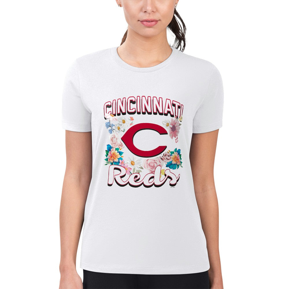 Cincinnati Reds G-III 4Her by Carl Banks Women's Super-Slim Fit Lightweight Flowers Graphic T-Shirt | MLB For sale