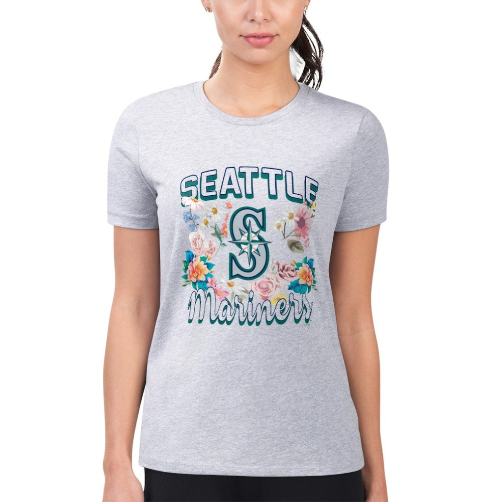 Seattle Mariners G-III 4Her by Carl Banks Women's Super-Slim Fit Lightweight Flowers Graphic T-Shirt | MLB For sale