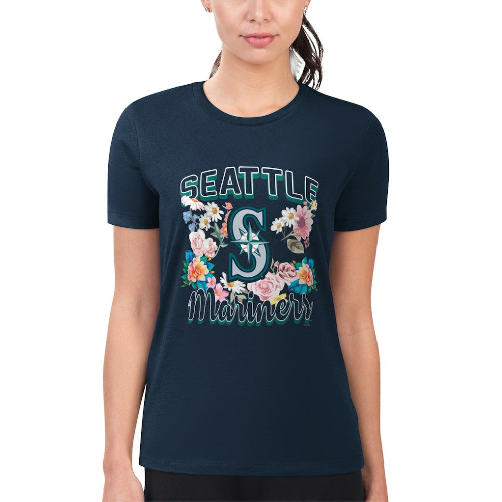 Seattle Mariners G-III 4Her by Carl Banks Women's Super-Slim Fit Lightweight Flowers Graphic T-Shirt | MLB For sale
