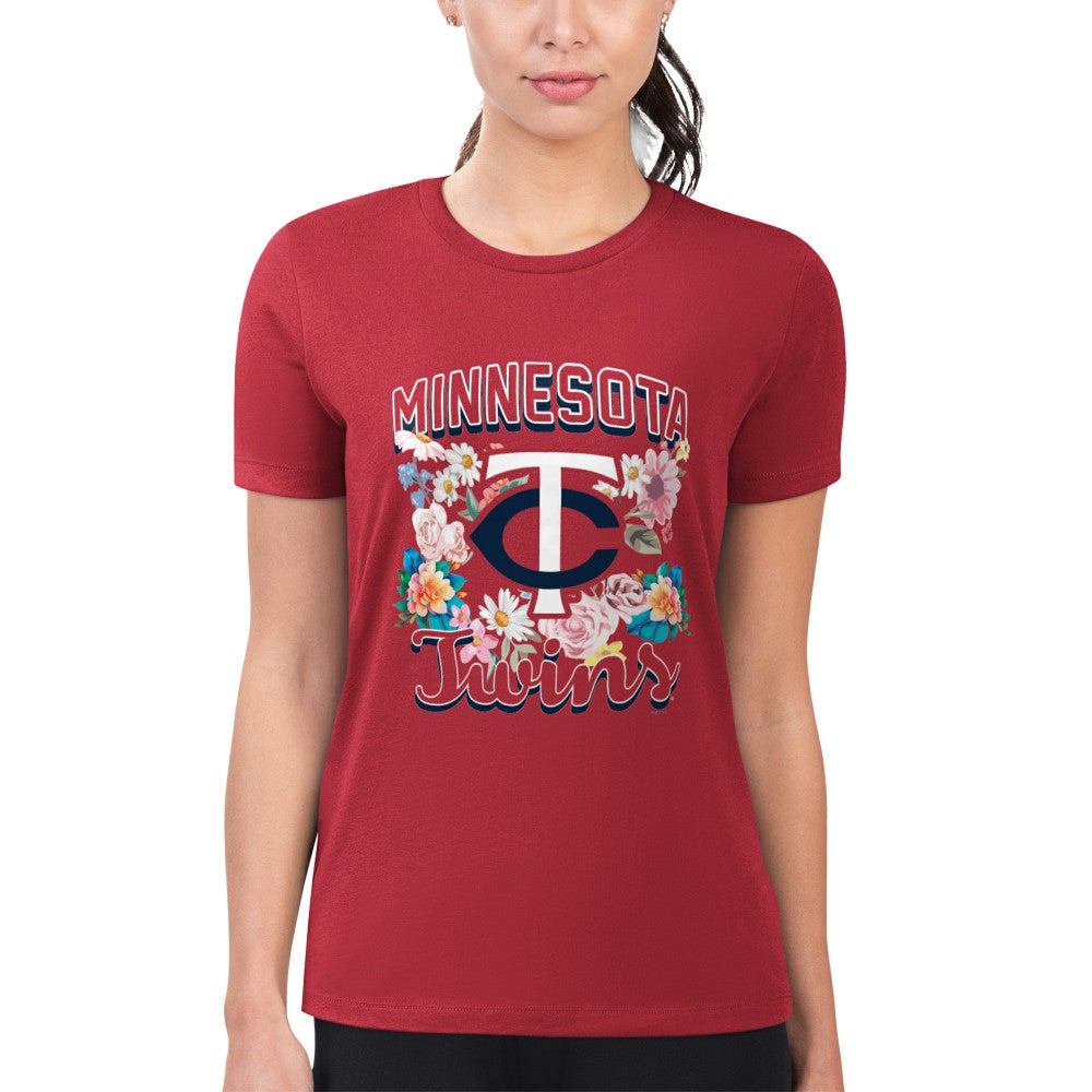 Minnesota Twins G-III 4Her by Carl Banks Women's Super-Slim Fit Lightweight Flowers Graphic T-Shirt | MLB On Sale