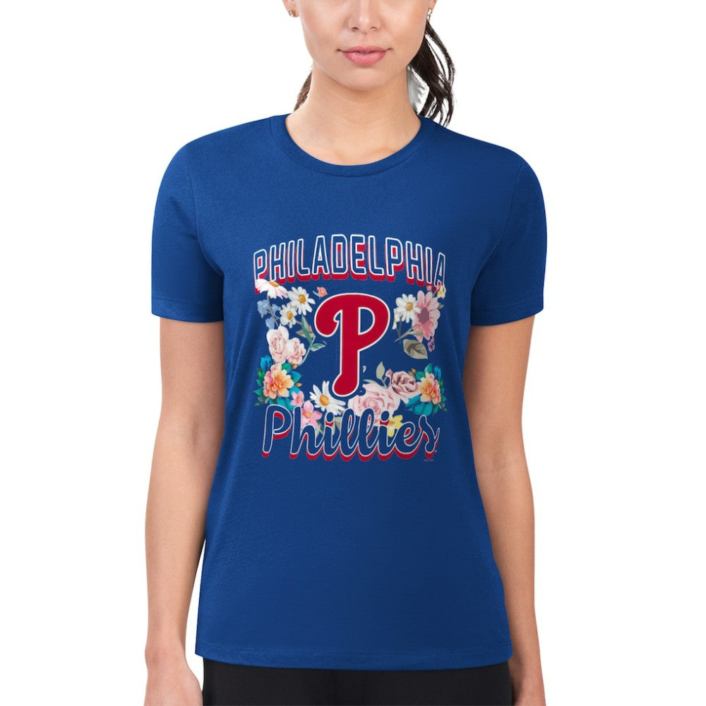 Philadelphia Phillies G-III 4Her by Carl Banks Women's Super-Slim Fit Lightweight Flowers Graphic T-Shirt | MLB Discount