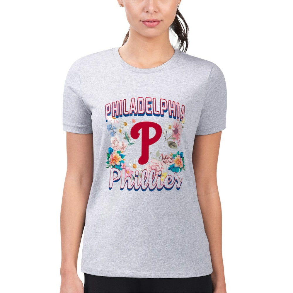 Philadelphia Phillies G-III 4Her by Carl Banks Women's Super-Slim Fit Lightweight Flowers Graphic T-Shirt | MLB Outlet