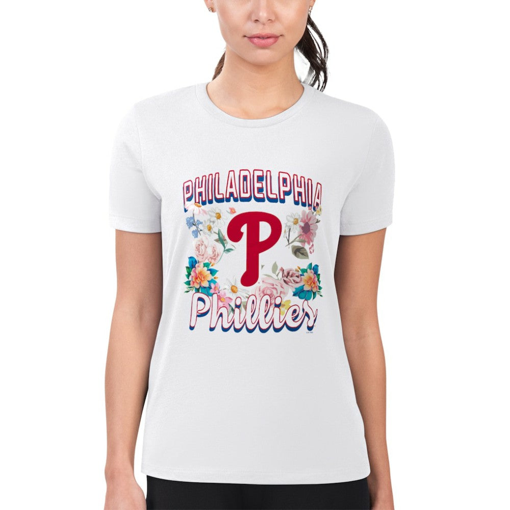 Philadelphia Phillies G-III 4Her by Carl Banks Women's Super-Slim Fit Lightweight Flowers Graphic T-Shirt | MLB Outlet