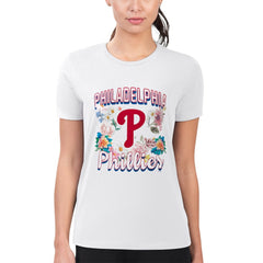 Philadelphia Phillies G-III 4Her by Carl Banks Women's Super-Slim Fit Lightweight Flowers Graphic T-Shirt | MLB Outlet