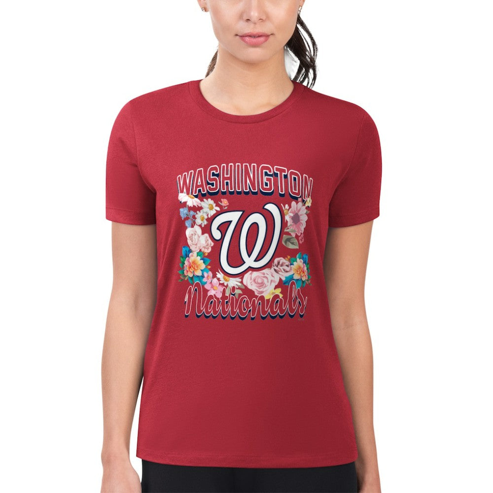 Washington Nationals G-III 4Her by Carl Banks Women's Super-Slim Fit Lightweight Flowers Graphic T-Shirt | MLB New