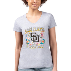 San Diego Padres G-III 4Her by Carl Banks Women's Super-Slim Fit Lightweight Flowers Graphic V-Neck T-Shirt | MLB Discount