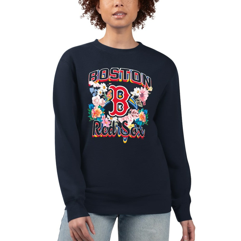 Boston Red Sox G-III 4Her by Carl Banks Women's Flowers Graphic Pullover Sweatshirt | MLB New