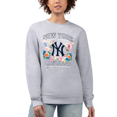 New York Yankees G-III 4Her by Carl Banks Women's Flowers Graphic Pullover Sweatshirt | MLB For sale