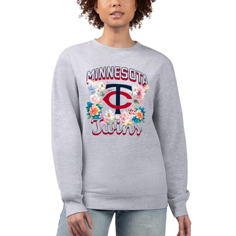 Minnesota Twins G-III 4Her by Carl Banks Women's Flowers Graphic Pullover Sweatshirt | MLB New