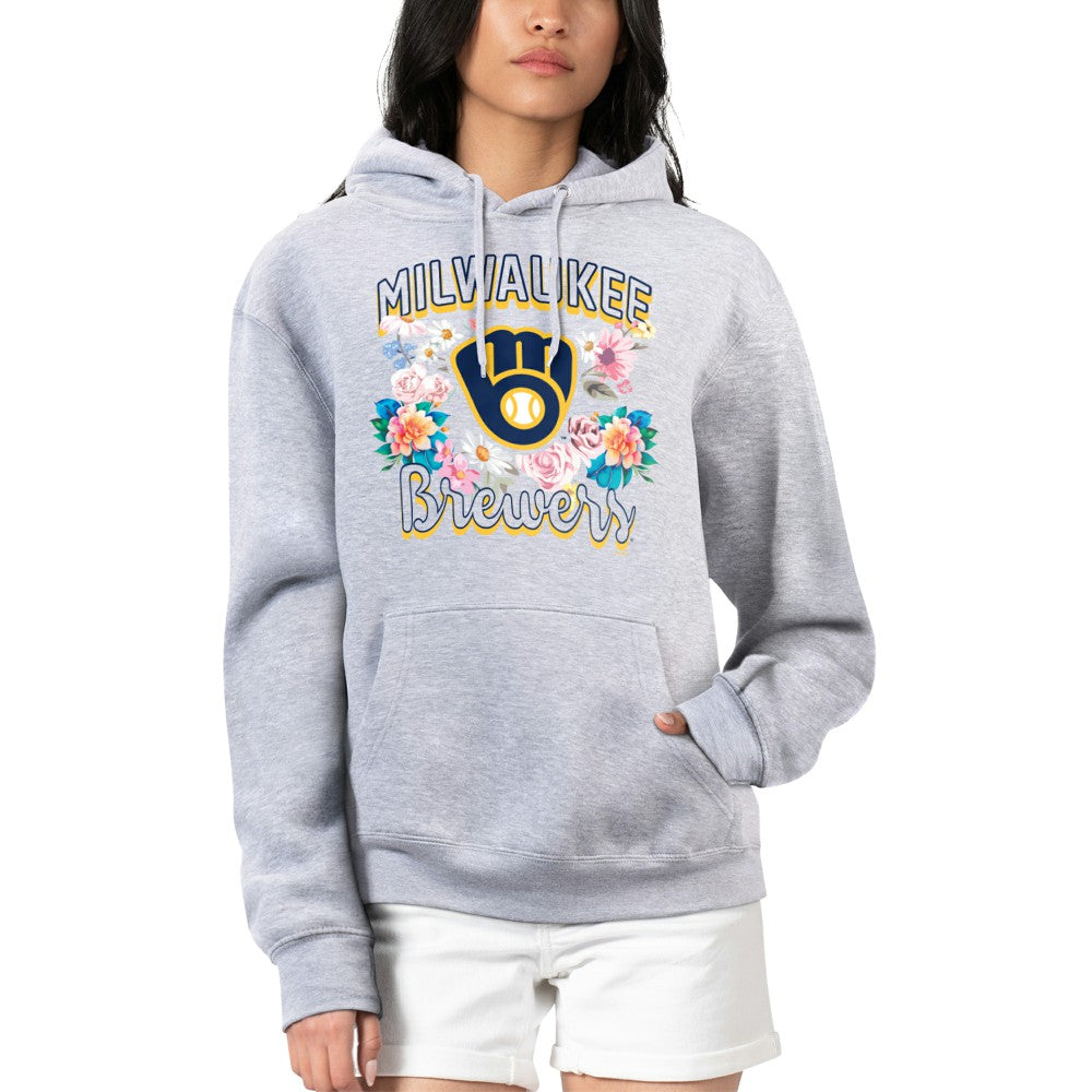 Milwaukee Brewers G-III 4Her by Carl Banks Women's Flowers Graphic Pullover Hoodie | MLB Outlet