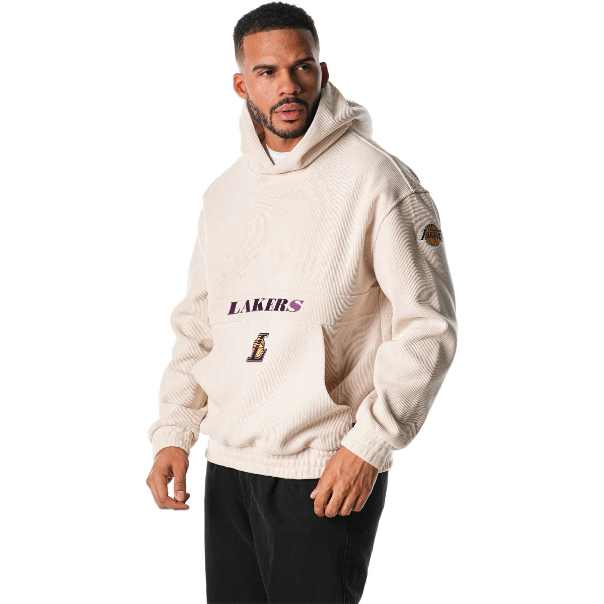 Los Angeles Lakers The Wild Collective Unisex Corduroy Tri-Blend Pullover Hoodie For Sale