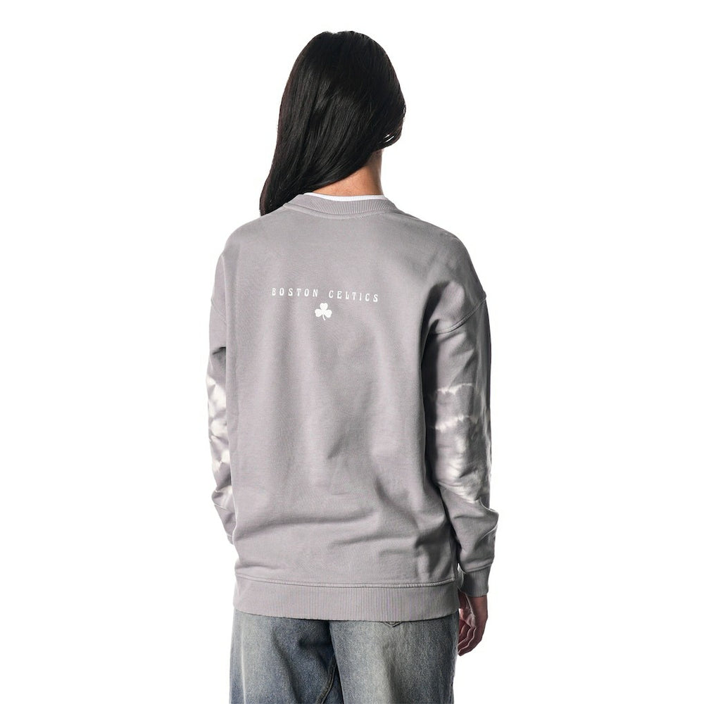 Boston Celtics The Wild Collective Women's Bleached Tie-Dye Pullover Sweatshirt For Sale