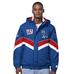 New York Giants  OVO x Starter Sideline Full-Snap Puffer Jacket
