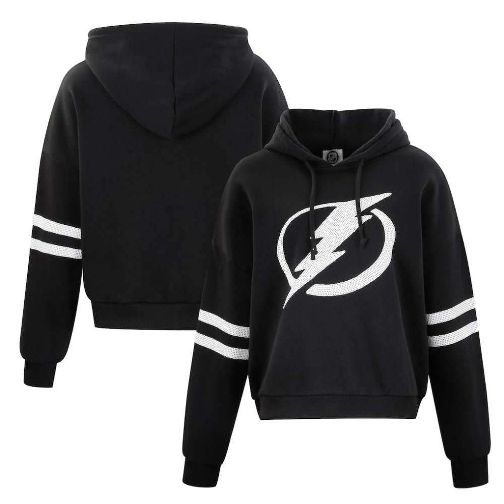 Tampa Bay Lightning Cuce Women's Sequin Cropped Pullover Hoodie Online
