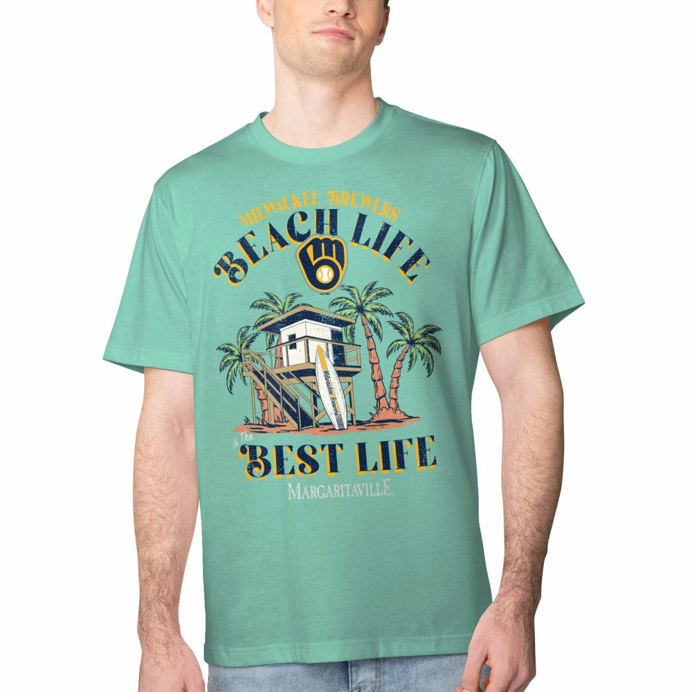 Milwaukee Brewers Margaritaville Beach Hut Graphic T-Shirt | MLB For sale