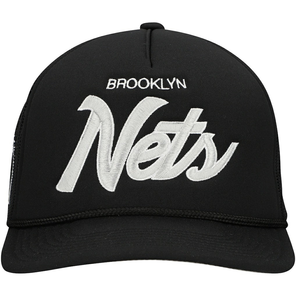 Brooklyn Nets Script Trucker Adjustable Hat Outlet