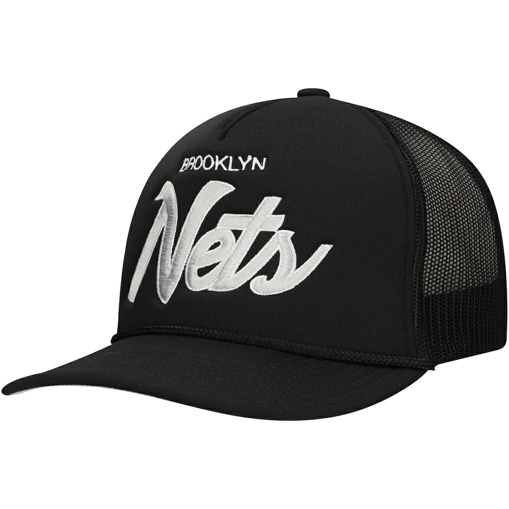 Brooklyn Nets Script Trucker Adjustable Hat Outlet