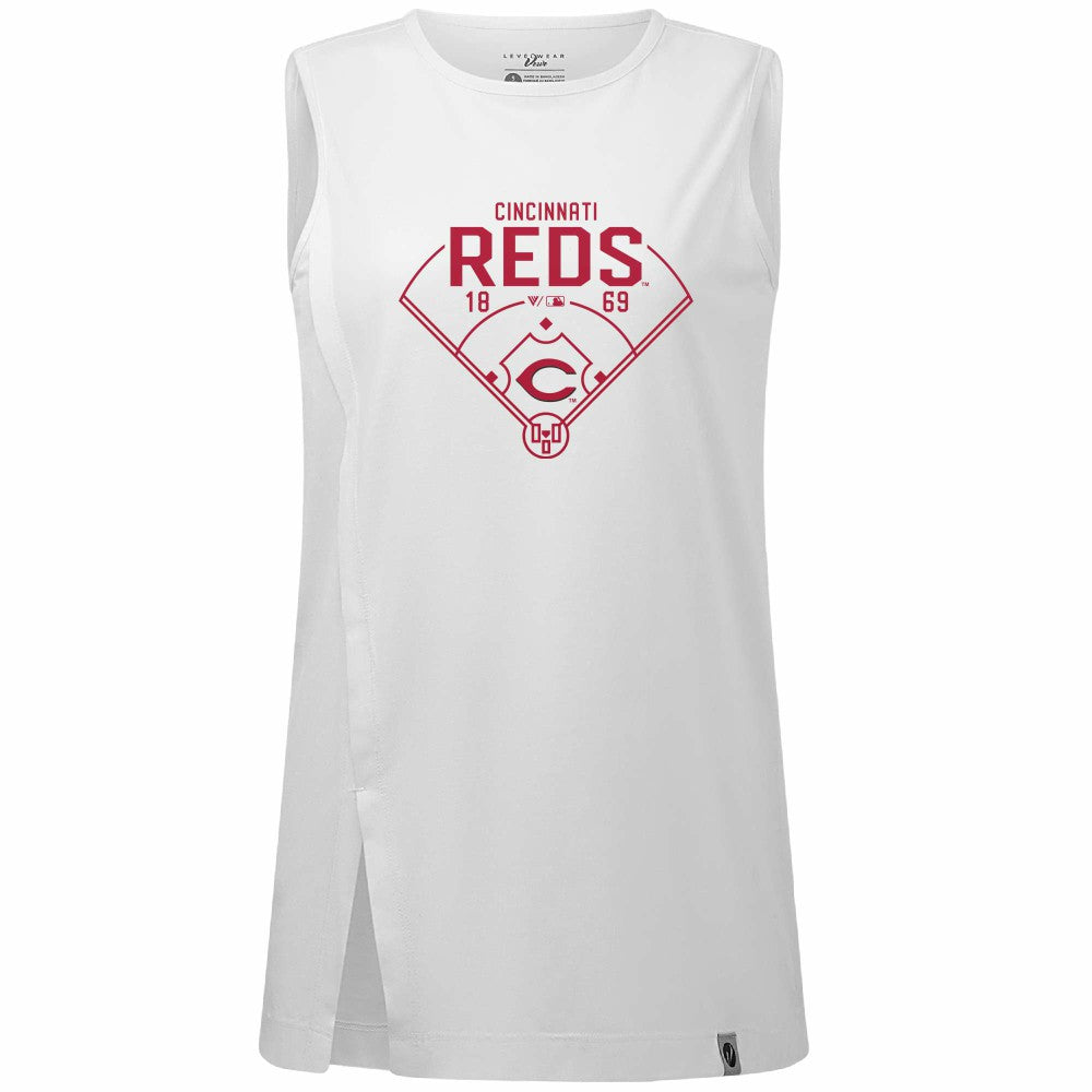 Cincinnati Reds Levelwear Women's Influx Home Field Tank Top | MLB On Sale