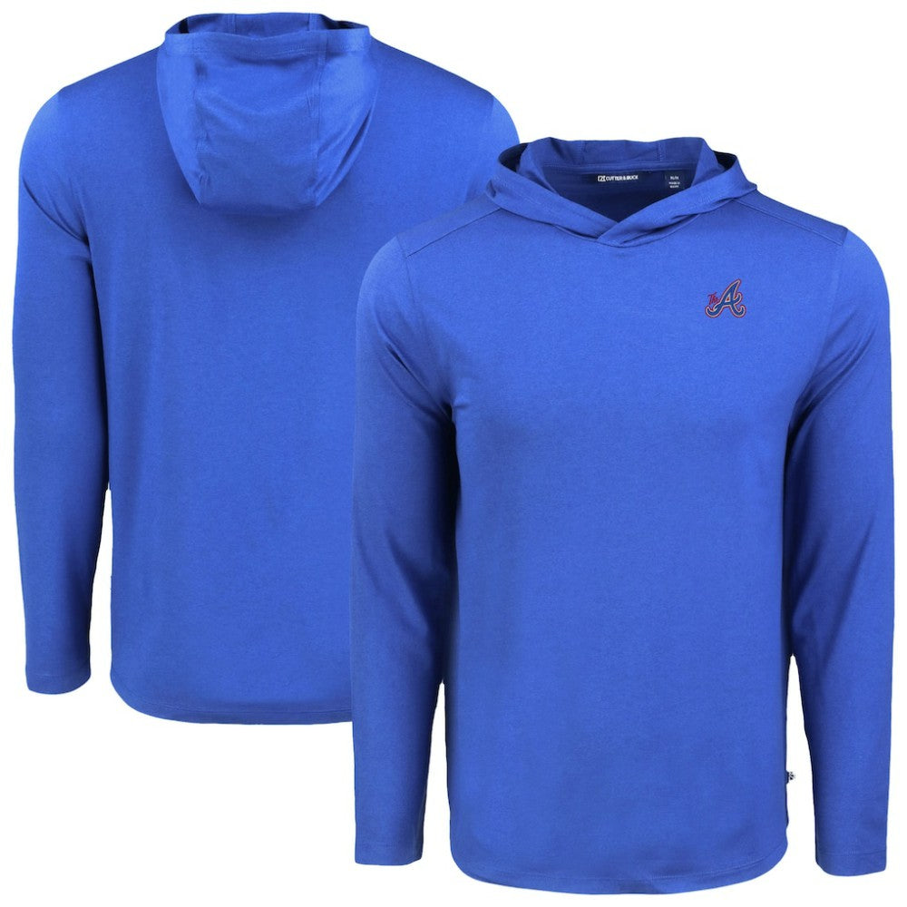 Atlanta Braves Cutter & Buck Coastline Epic Comfort Recycled Eco Hoodie Long Sleeve T-Shirt | MLB For sale
