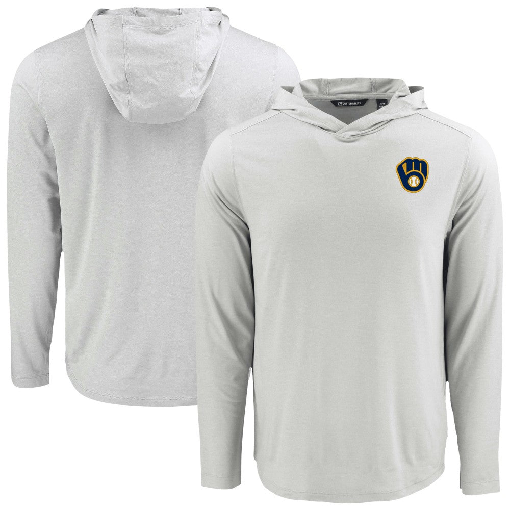 Milwaukee Brewers Cutter & Buck Coastline Epic Comfort Recycled Eco Hoodie Long Sleeve T-Shirt | MLB Discount