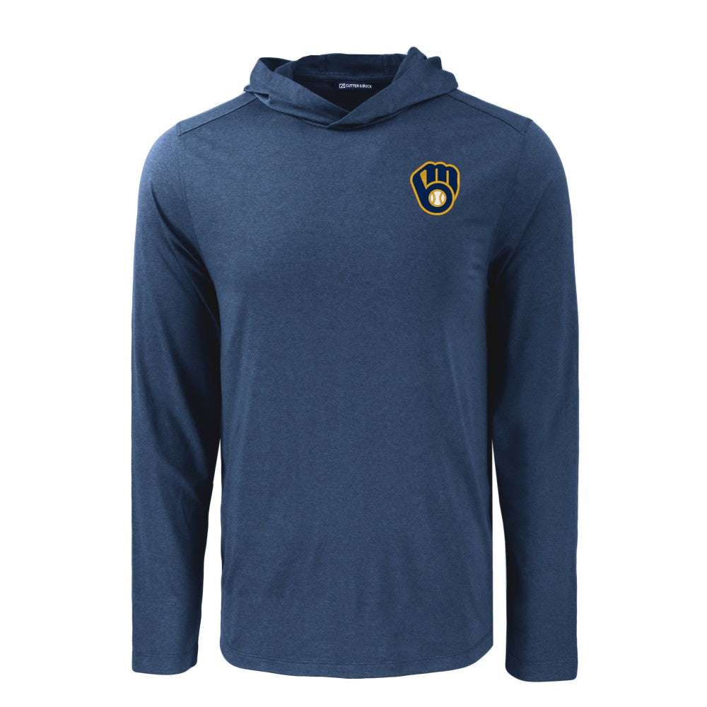 Milwaukee Brewers Cutter & Buck Coastline Epic Comfort Recycled Eco Hoodie Long Sleeve T-Shirt | MLB US