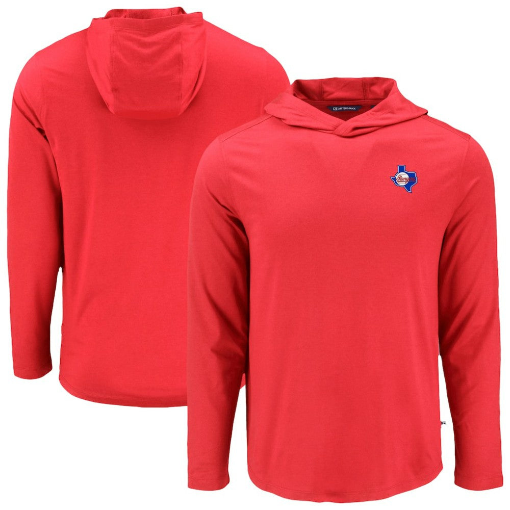 Texas Rangers Cutter & Buck Coastline Epic Comfort Recycled Eco Hoodie Long Sleeve T-Shirt | MLB Shop
