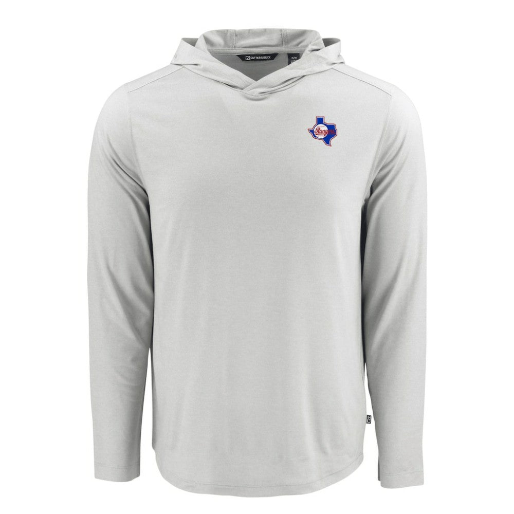 Texas Rangers Cutter & Buck Coastline Epic Comfort Recycled Eco Hoodie Long Sleeve T-Shirt | MLB Discount