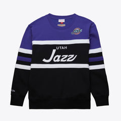 Utah Jazz Hardwood Classics Vintage Logo Head Coach Pullover Sweatshirt Outlet