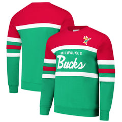 Milwaukee Bucks Hardwood Classics Vintage Logo Head Coach Pullover Sweatshirt On Sale
