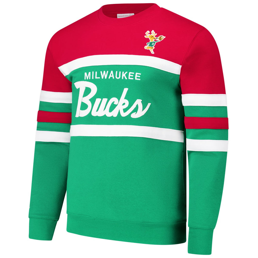 Milwaukee Bucks Hardwood Classics Vintage Logo Head Coach Pullover Sweatshirt On Sale