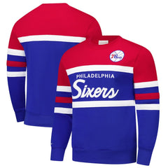 Philadelphia 76ers Hardwood Classics Vintage Logo Head Coach Pullover Sweatshirt On Sale
