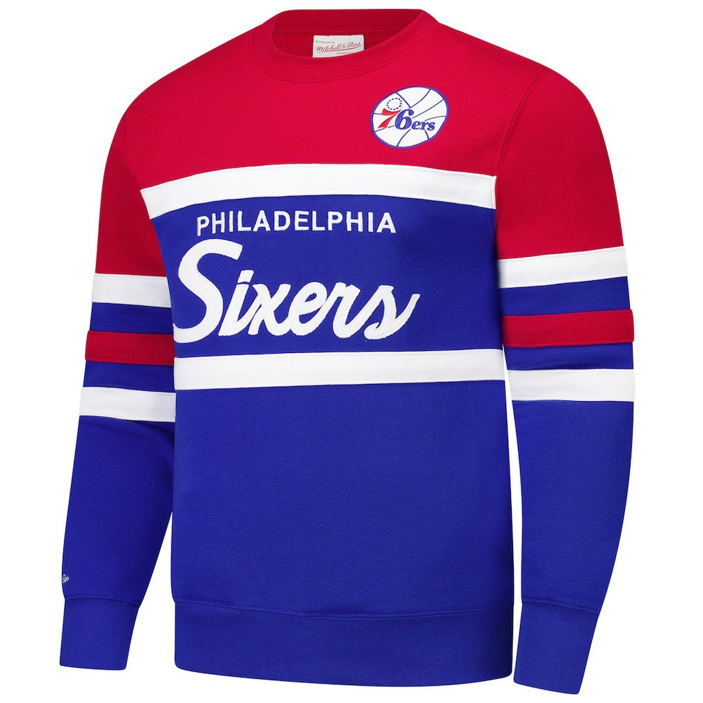 Philadelphia 76ers Hardwood Classics Vintage Logo Head Coach Pullover Sweatshirt On Sale