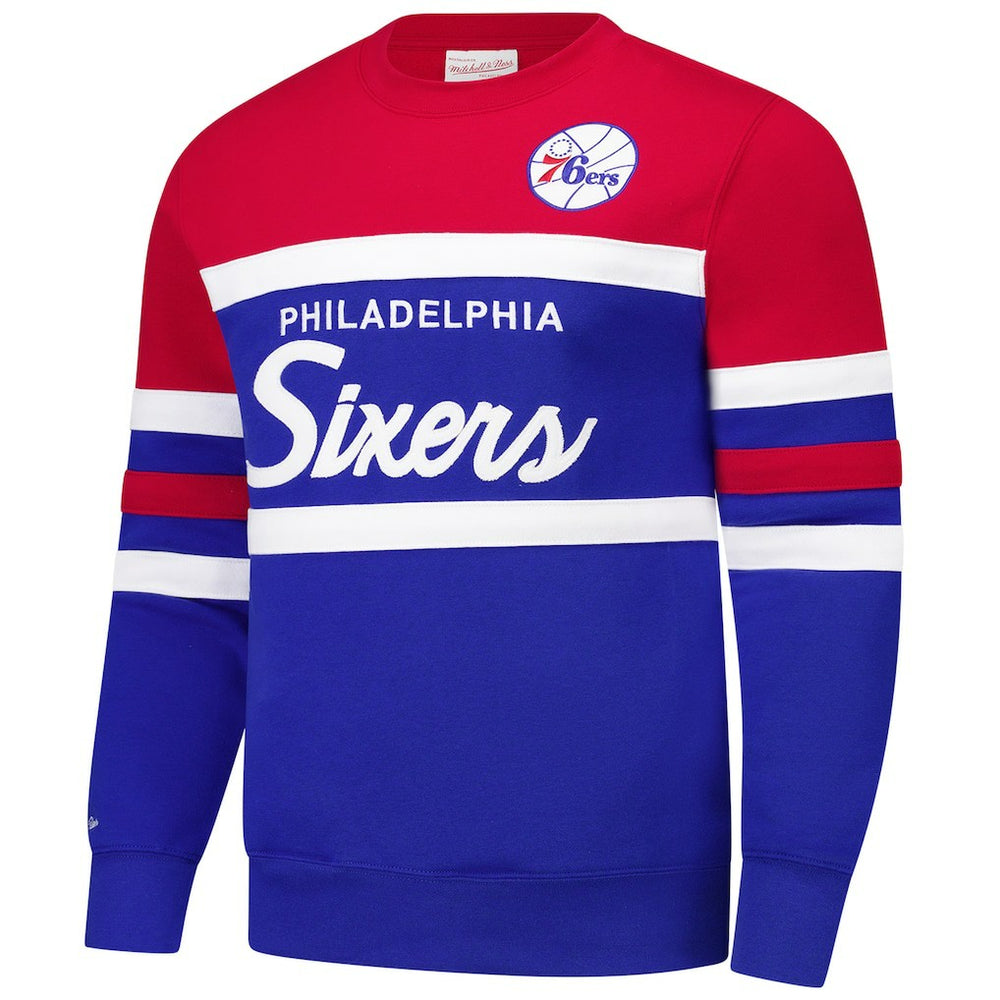 Philadelphia 76ers Hardwood Classics Vintage Logo Head Coach Pullover Sweatshirt On Sale