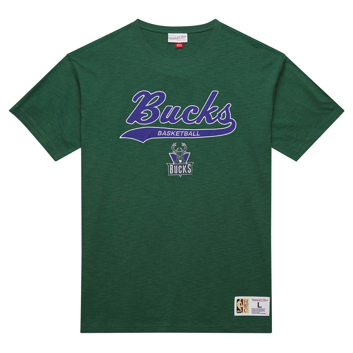 Milwaukee Bucks Hardwood Classics Felt Applique Slub T-Shirt Discount