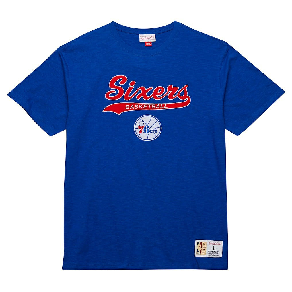 Philadelphia 76ers Hardwood Classics Felt Applique Slub T-Shirt Discount