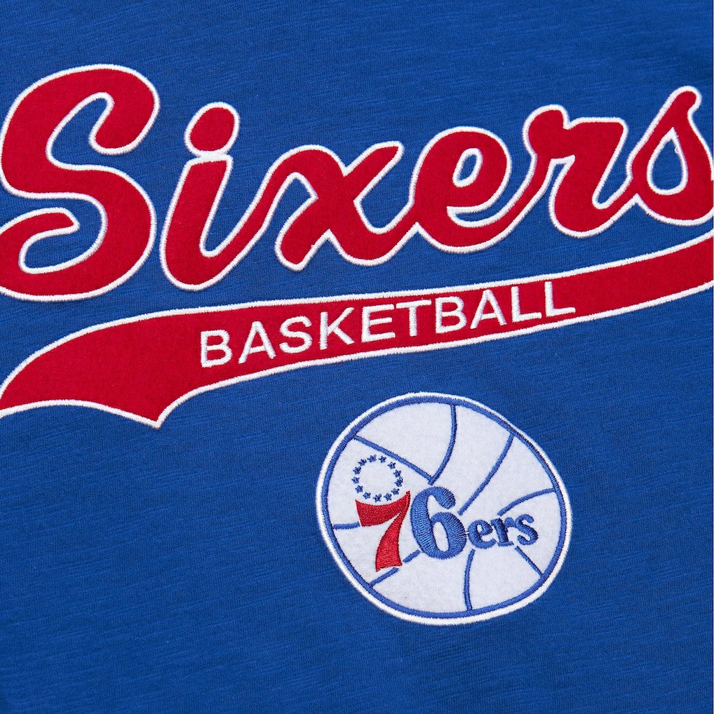Philadelphia 76ers Hardwood Classics Felt Applique Slub T-Shirt Discount