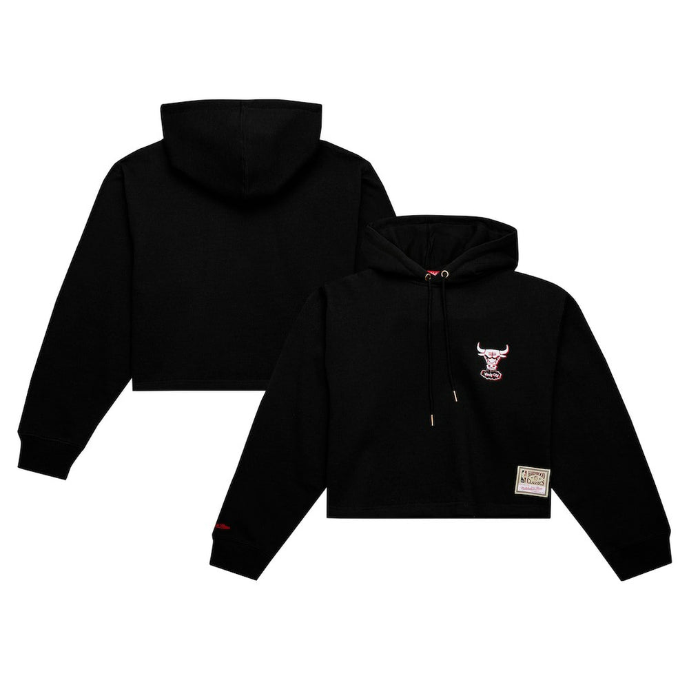 Chicago Bulls Women's Hardwood Classics Cropped Pullover Hoodie New
