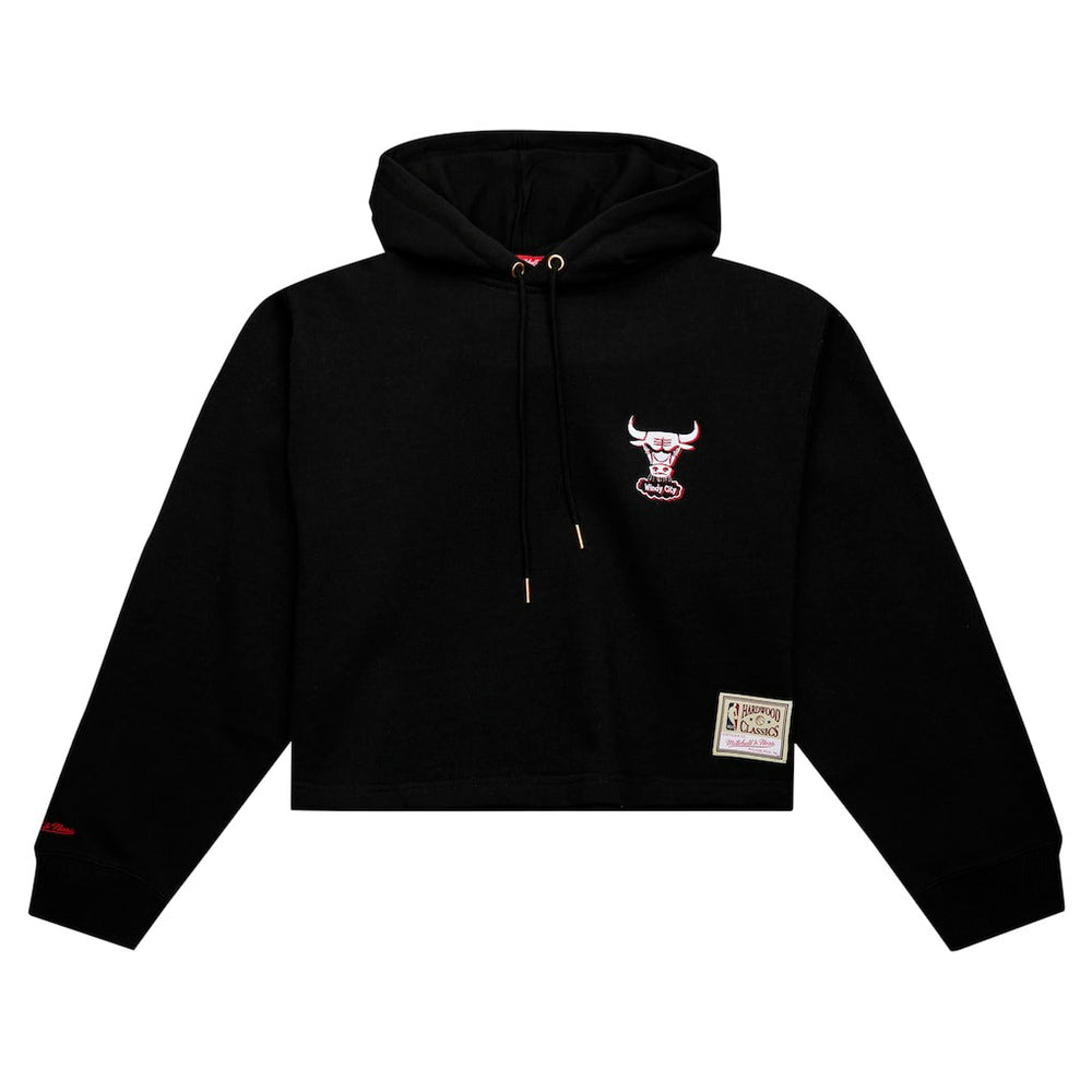 Chicago Bulls Women's Hardwood Classics Cropped Pullover Hoodie New