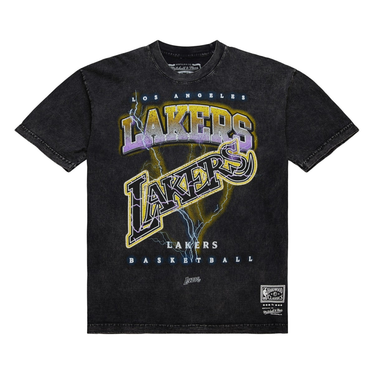 Los Angeles Lakers Unisex Hardwood Classics Vintage Voltage Premium Heavyweight T-Shirt On Sale