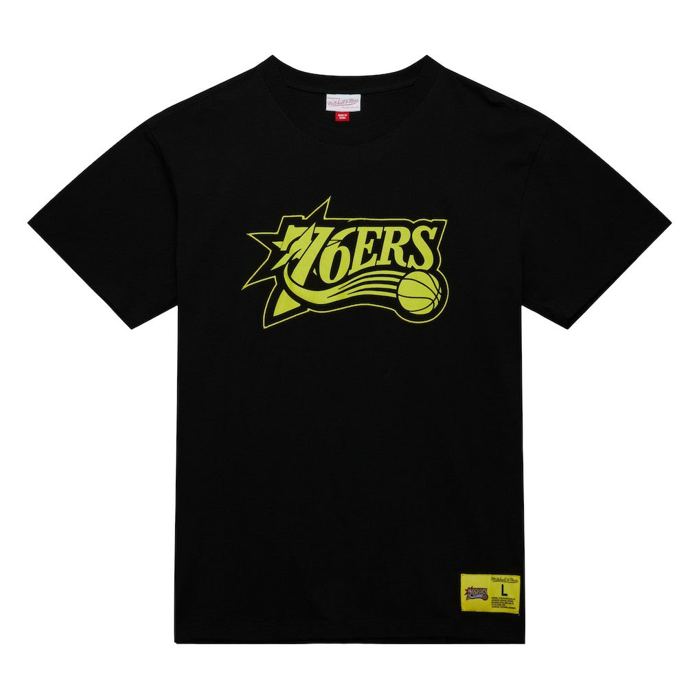 Philadelphia 76ers Hardwood Classics Neon Nights Premium T-Shirt On Sale