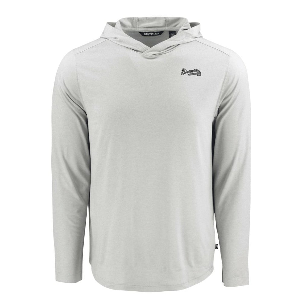 Atlanta Braves Cutter & Buck Coastline Epic Comfort Eco Recycled Long Sleeve Hoodie T-Shirt | MLB Shop
