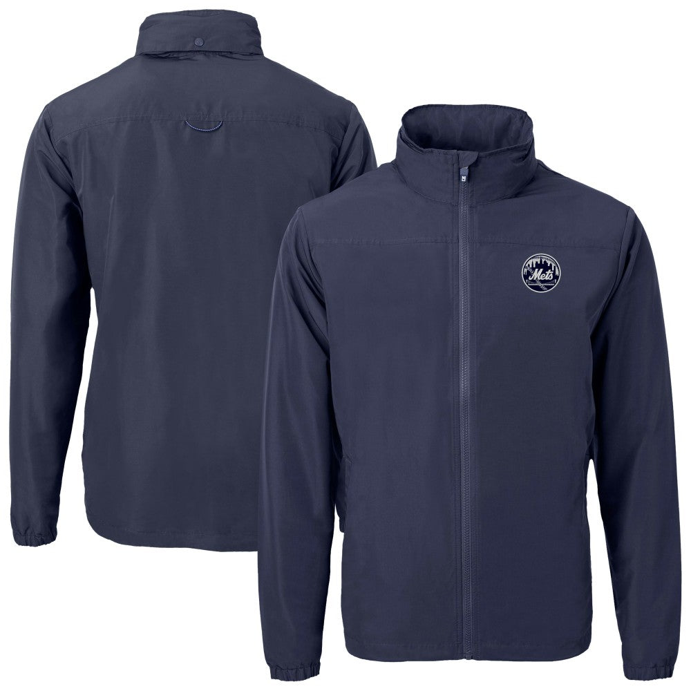 New York Mets Cutter & Buck Charter Eco Recycled Full-Zip Hoodie Jacket | MLB Discount