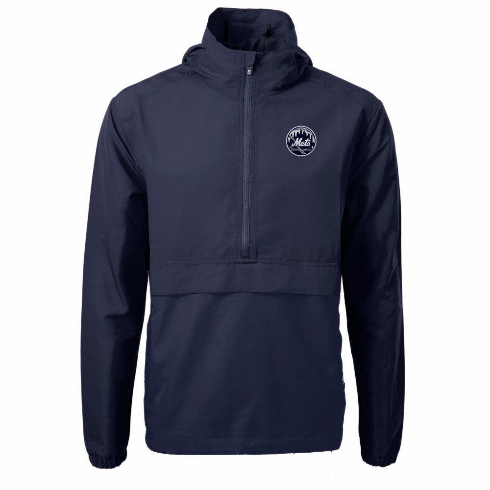 New York Mets Cutter & Buck Charter Eco Recycled Anorak Half-Zip Hoodie Jacket | MLB On Sale