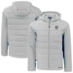 Milwaukee Brewers Cutter & Buck Evoke Hybrid Eco Softshell Recycled Full-Zip Hooded Jacket | MLB Outlet