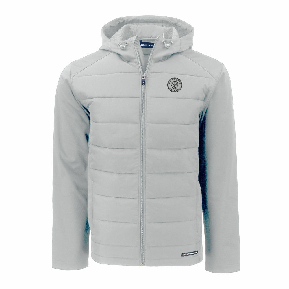 Milwaukee Brewers Cutter & Buck Evoke Hybrid Eco Softshell Recycled Full-Zip Hooded Jacket | MLB Outlet