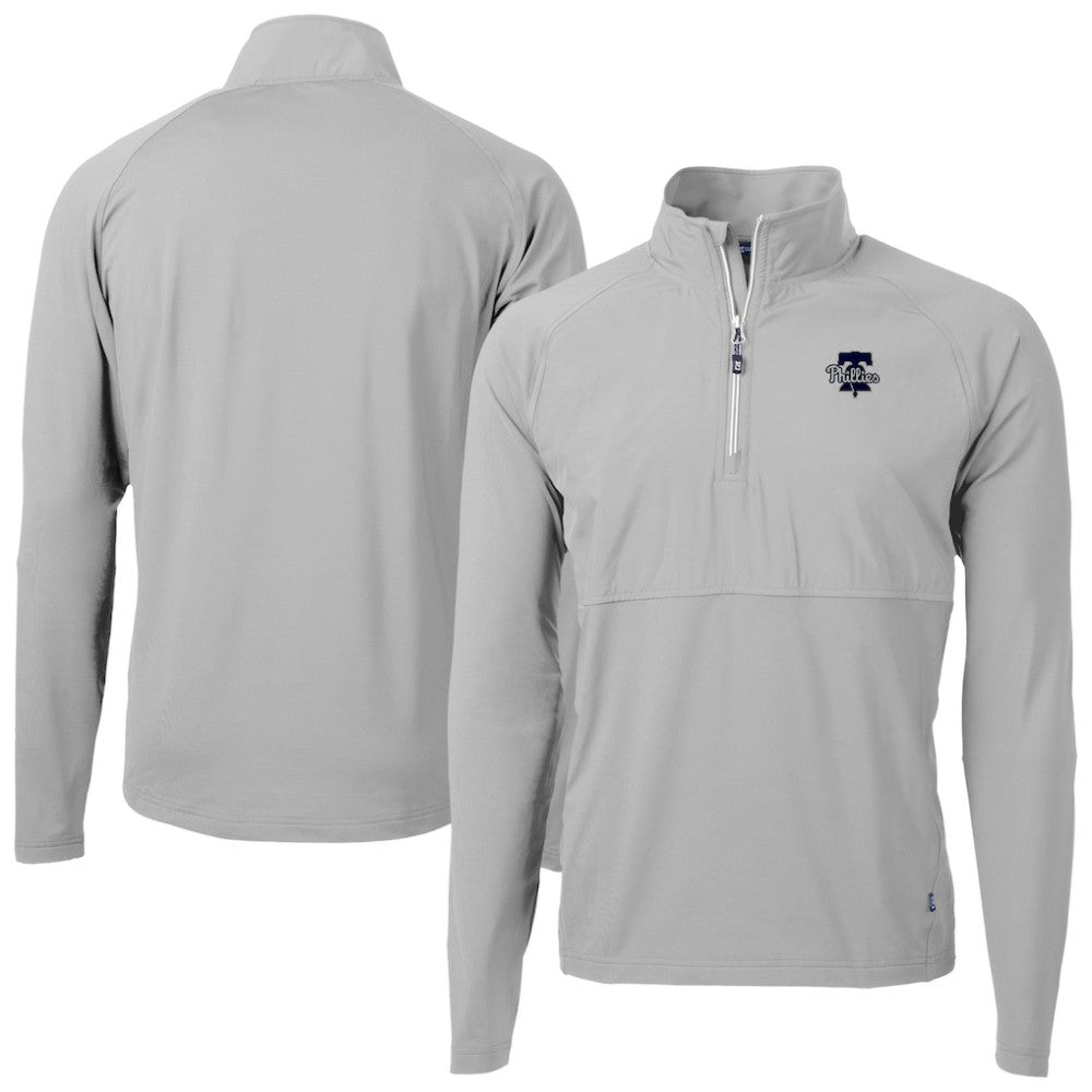 Philadelphia Phillies Cutter & Buck Adapt Eco Hybrid Raglan DryTec Quarter-Zip Jacket | MLB For sale