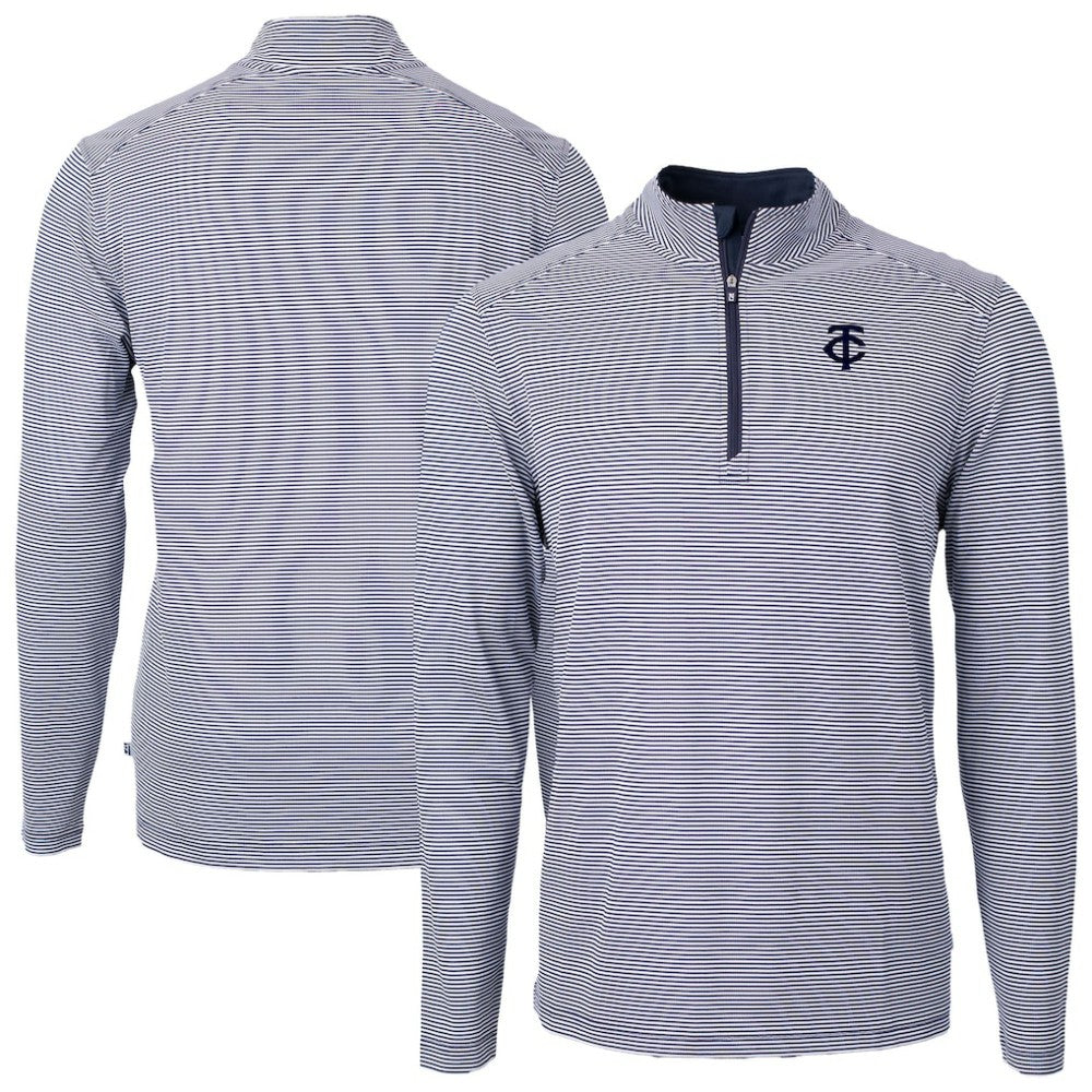 Minnesota Twins Cutter & Buck Virtue Eco Pique Micro Stripe Quarter-Zip Jacket | MLB Outlet