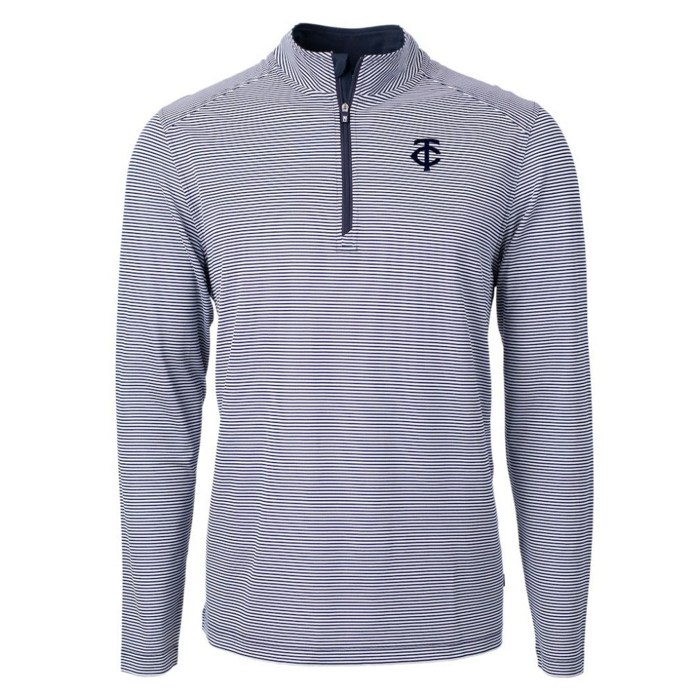 Minnesota Twins Cutter & Buck Virtue Eco Pique Micro Stripe Quarter-Zip Jacket | MLB Outlet