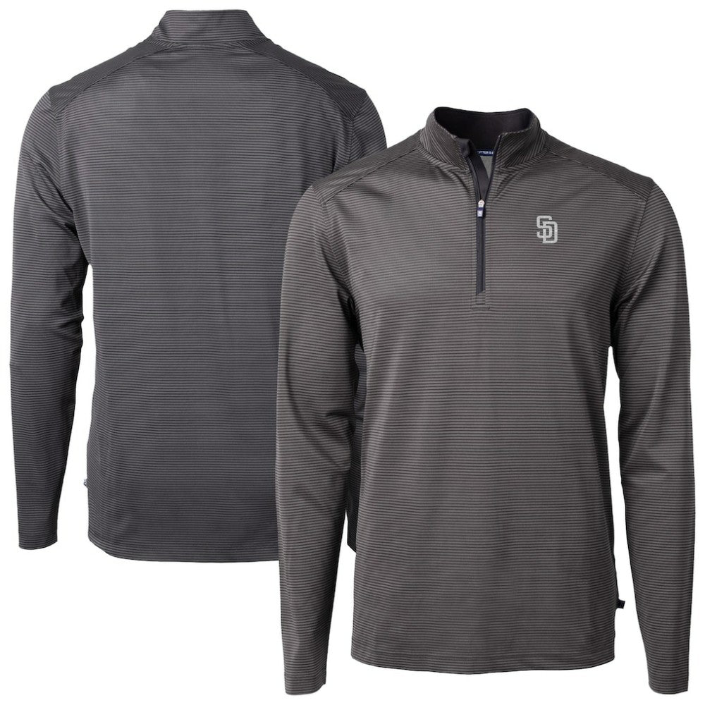 San Diego Padres Cutter & Buck Virtue Eco Pique Micro Stripe Quarter-Zip Jacket | MLB Online
