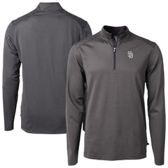 San Diego Padres Cutter & Buck Virtue Eco Pique Micro Stripe Quarter-Zip Jacket | MLB Online
